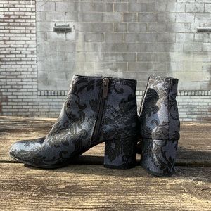 Francesca’s Deep Blue Quilted Bootie Heels